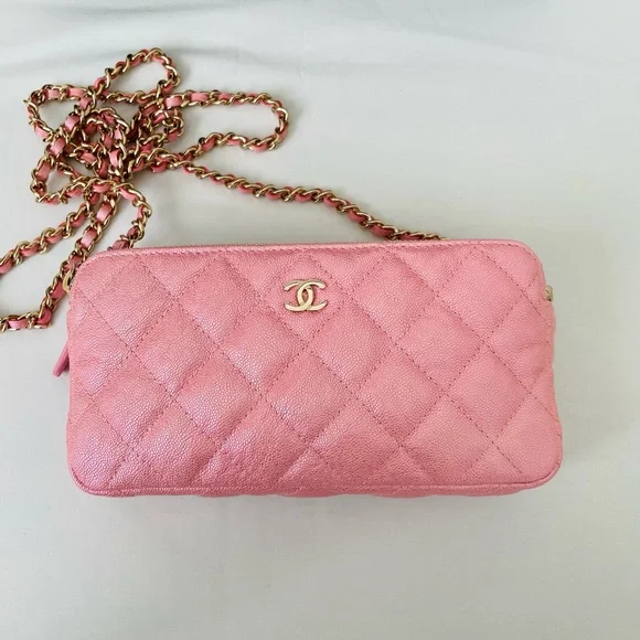 Chanel Pink Iridescent Clutch with Chain - Picture 3 of 14